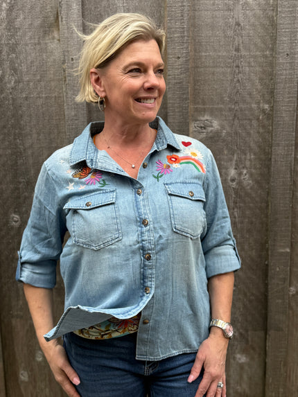 Happy Place Shirt Denim front