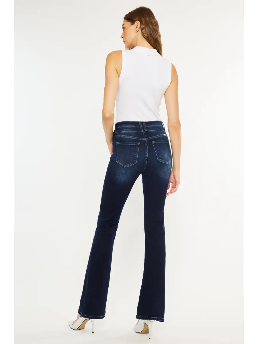 HIGH RISE WIDE WAISTBAND SKINNY BOOTCUT | Dark