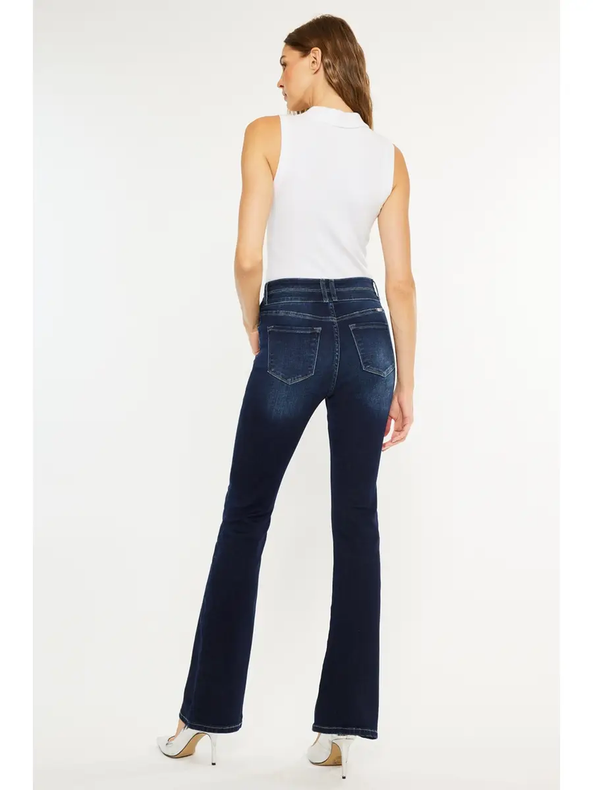 HIGH RISE WIDE WAISTBAND SKINNY BOOTCUT | Dark back