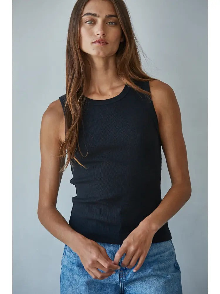 Knit Ribbed Round Neck Tank