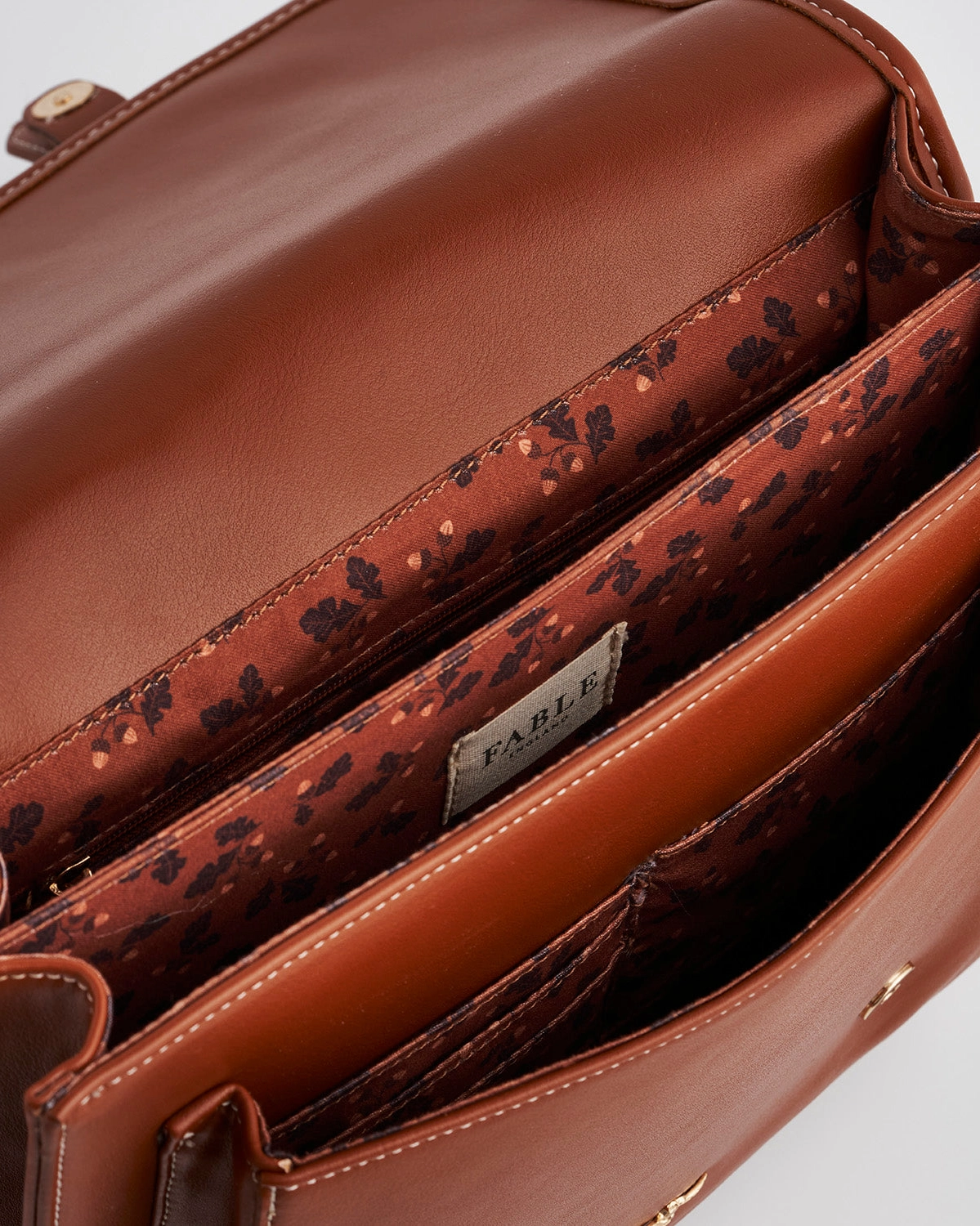 Into the Woods Tan Classic Satchel inside