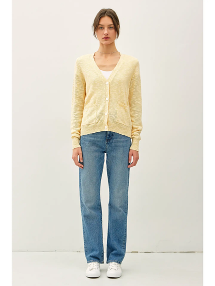 Cotton Slub Button Up Cardigan front