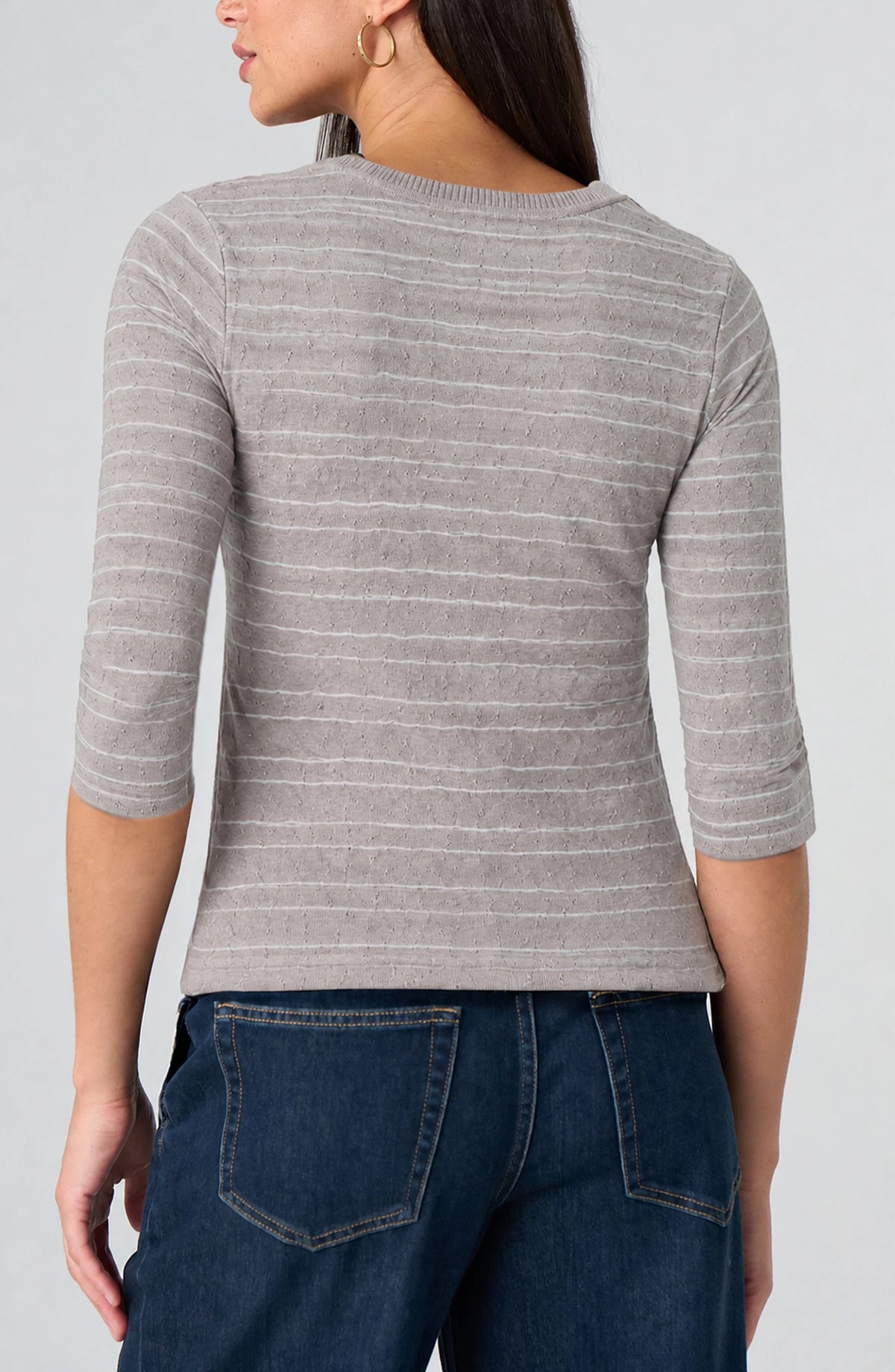 Opie Crew Neck Knit Top W/ Rib Trim