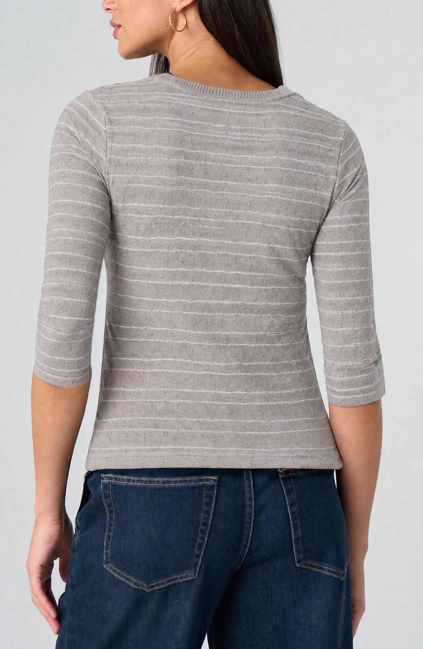 Opie Crew Neck Knit Top W/ Rib Trim