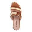 Addison Buckle-Strap Wedge, natural raffia & cognac nappa leather-top