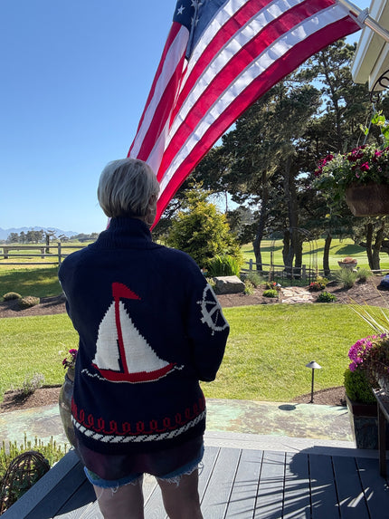 Varsity Chunky  Sailboat Wheel Cardigan