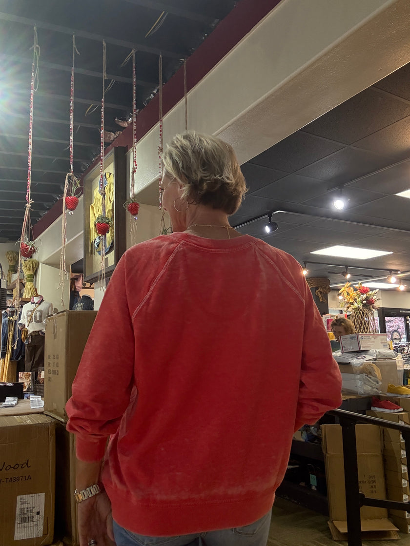 Recycled Karma Easy Tiger LS Burnout Sweatshirt | paprika back