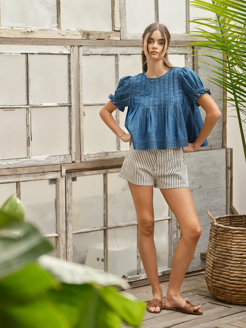 Cindy Stripe Cotton Shorts