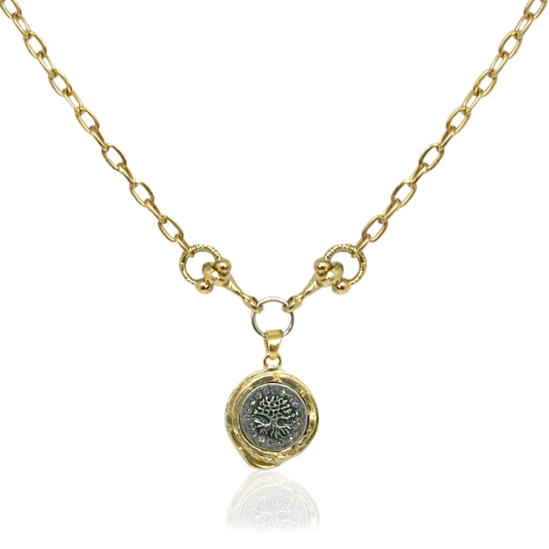Gold Mini Guna Wax Seal Horsebit Necklace | 16-18
