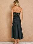 Convertible Lace Satin Corset Midi Dress-back, no straps