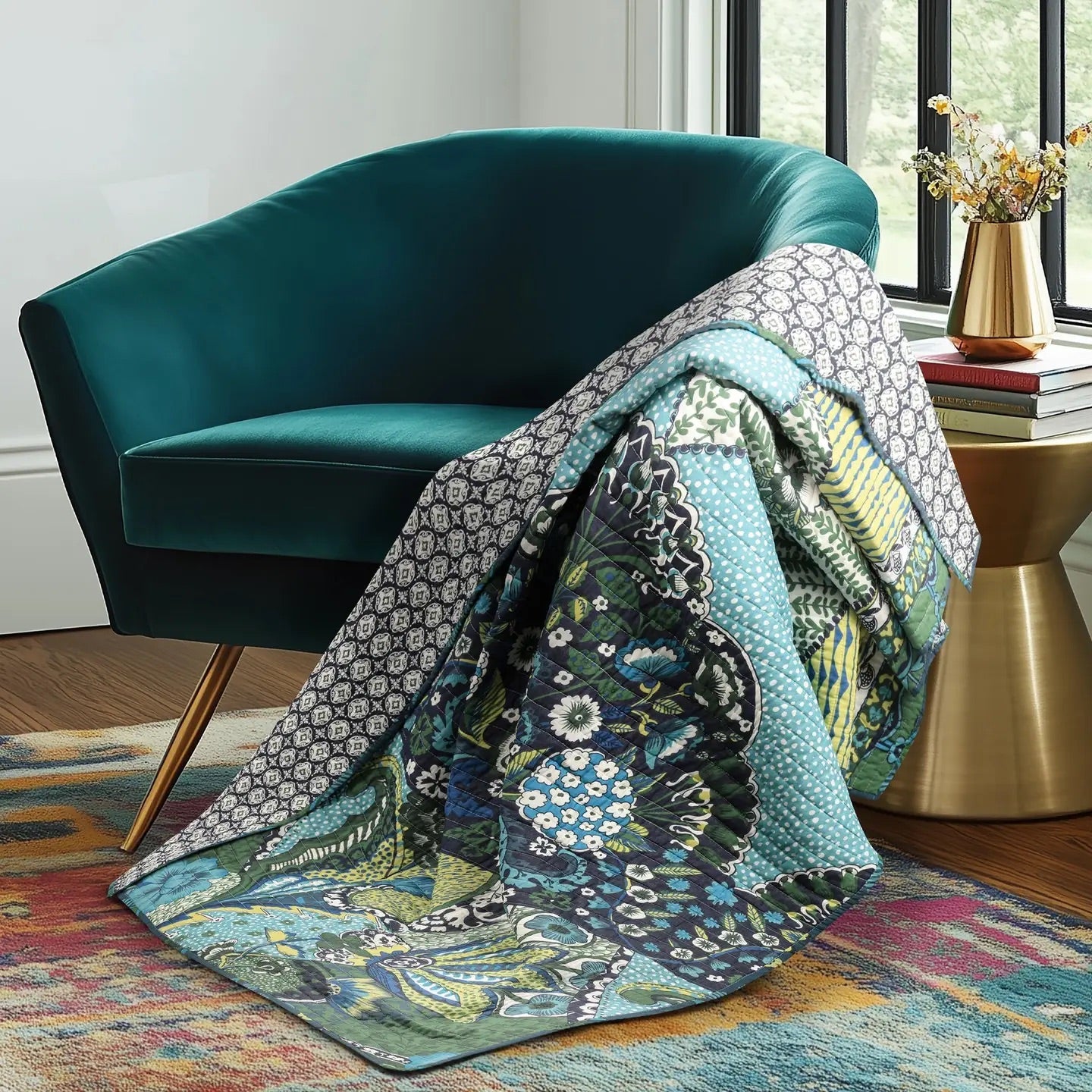 Jules Quilted Throw-Blue