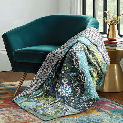 Jules Quilted Throw-Blue