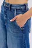 High Rise Wide Leg with Slanted Pockets side/hem close up