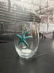 Blue Starfish Jeweled Stemless Wine Glass