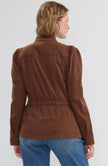 Puff Sleeve Trucker Jacket with Ruffle Collar