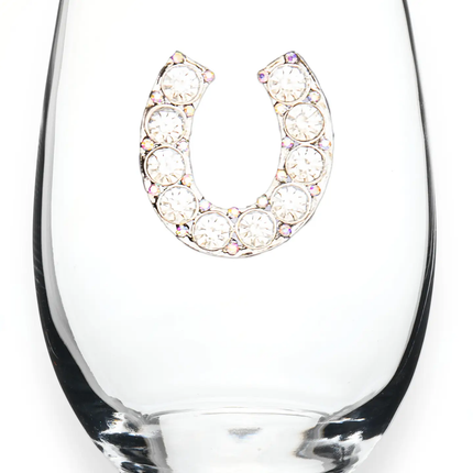 Horseshoe Jeweled Stemless Wine Glass