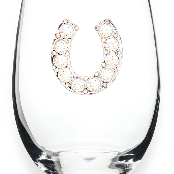 Horseshoe Jeweled Stemless Wine Glass