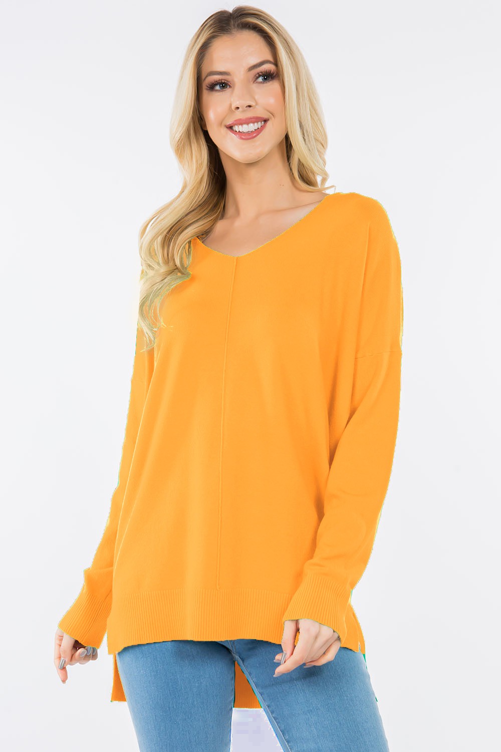 Christi Front Seam Sweater ~ Tangerine
