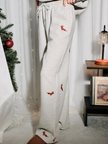 High Waist X-Mas Weenie Emb Sweatpants-lt grey-front/side