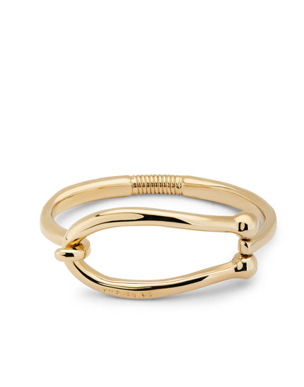 Rigid 18K gold-plated bracelet with large link and inner spring | Medium