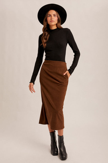 Brushed Textured Midi Skirt