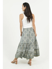 Printed Elastic Waist Maxi Skirt, multi-back