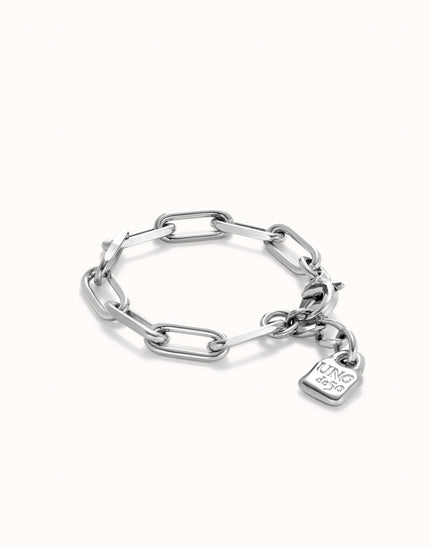 Sterling silver-plated bracelet with links | Size Medium