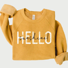 Vintage Hello Sunshine Graphic Premium Fleece Sweatshirt heather mustard front