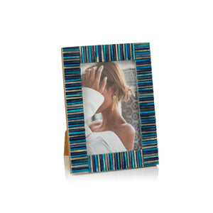 Biarritz Multi-Color Blue Bone Photo Frame - Blue and Gray - 4x6
