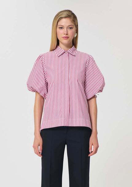 Caly Shirt red striped poplin-front