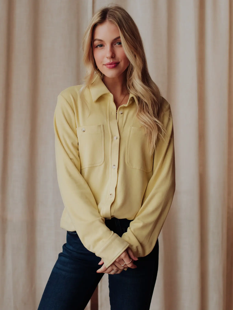Super Soft Button Up Top light yellow