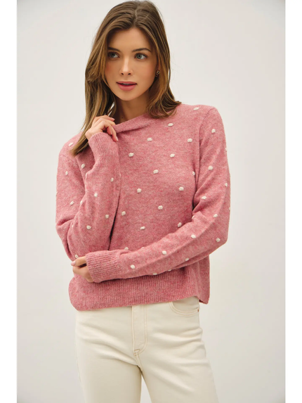 Ultra Soft Cozy Dotted Crewneck Sweater