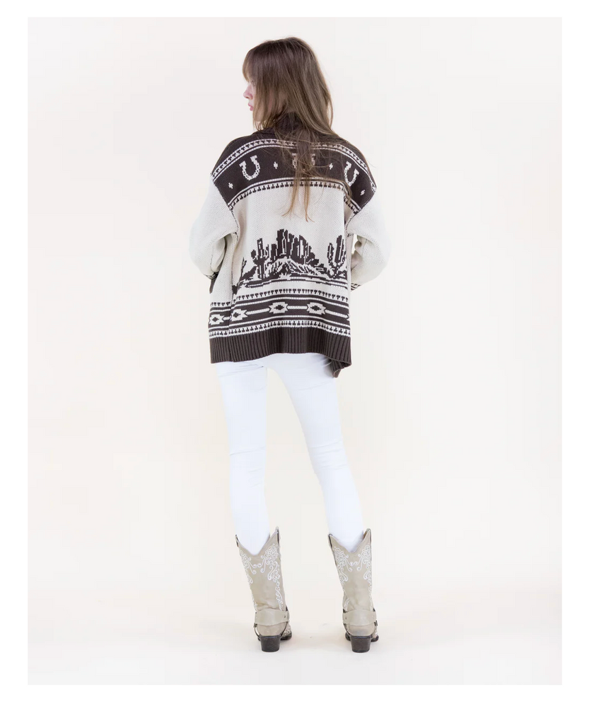 Rodeo Desert Shawl Collar Cardigan brown back