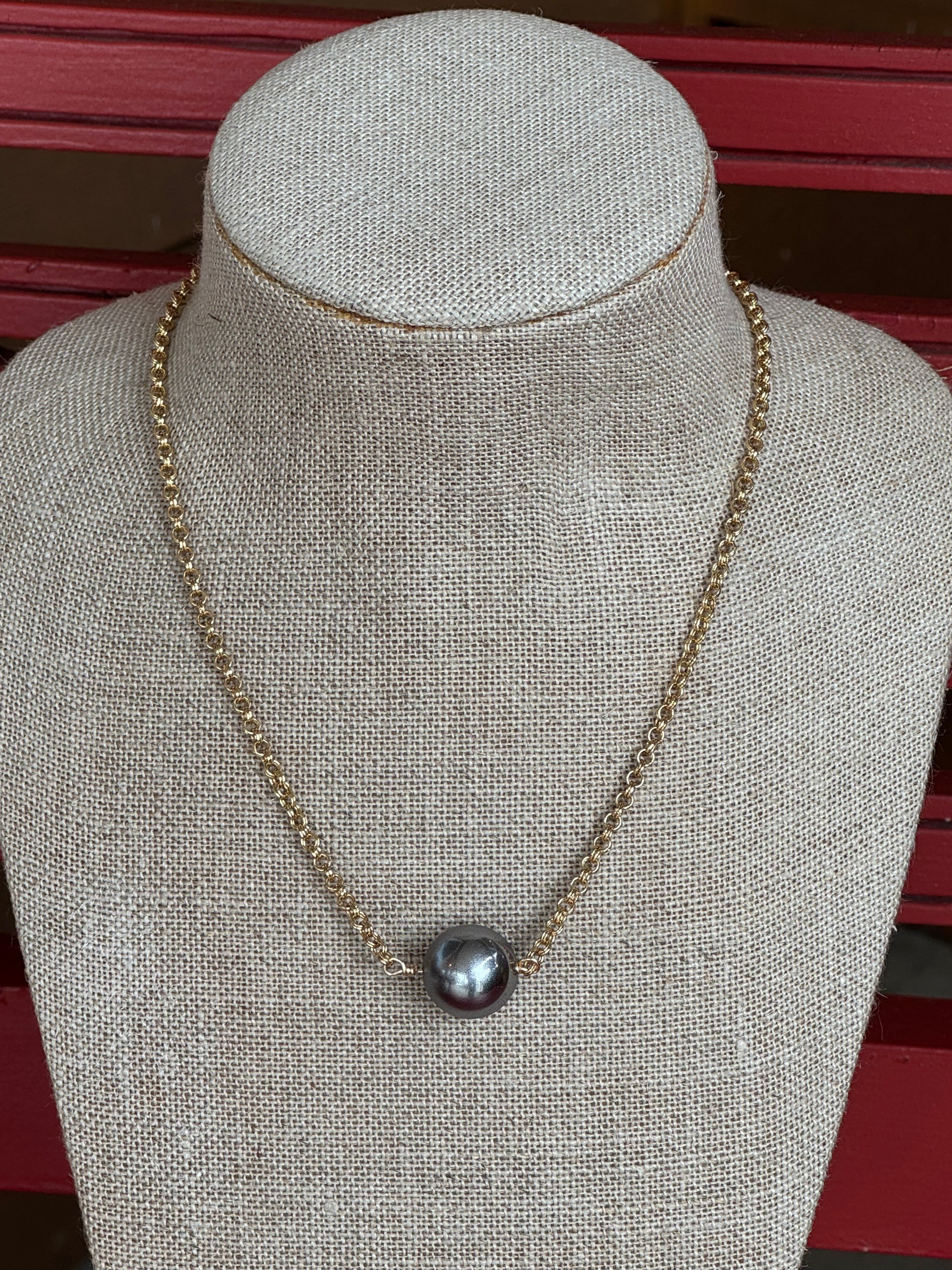 Large gunmetal bead NW-24-132