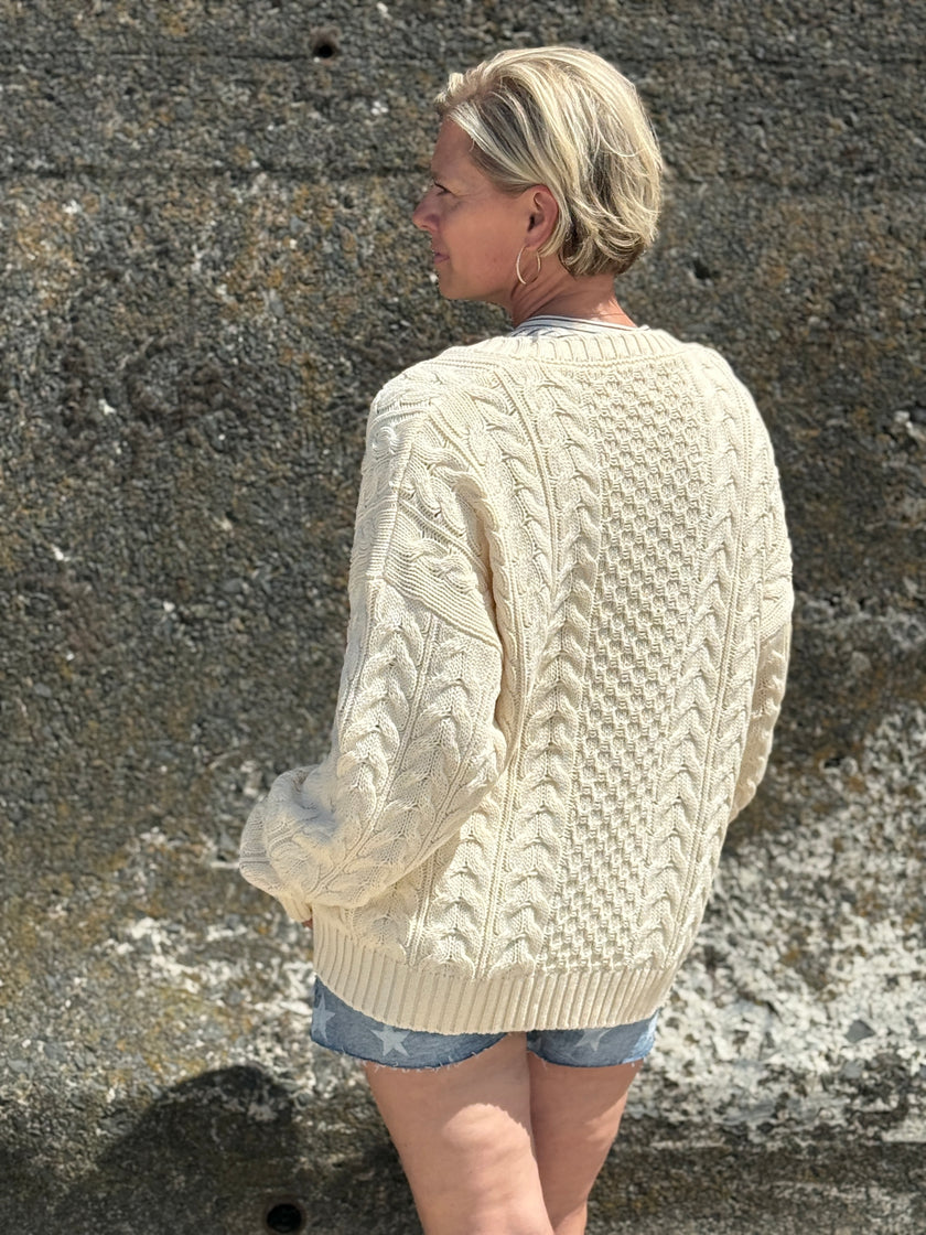 Coastal Spirit Cable Knit Flag Sweater ivory back