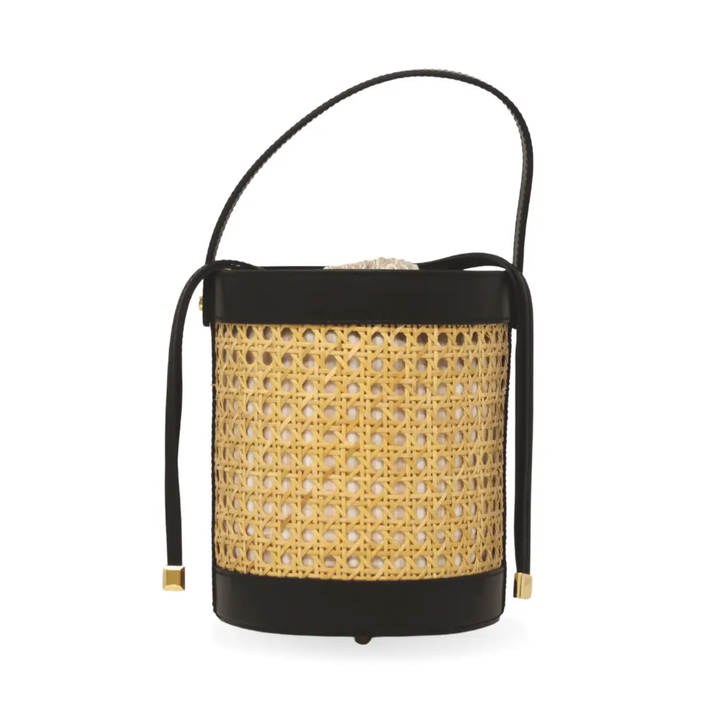 Genuine Italian Leather Bucket Bag, black
