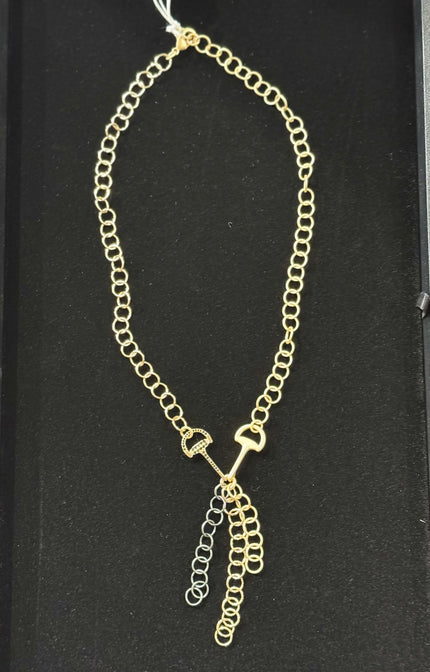 Multi Metal Chain Necklace with Gold Stirrups nw 24 42