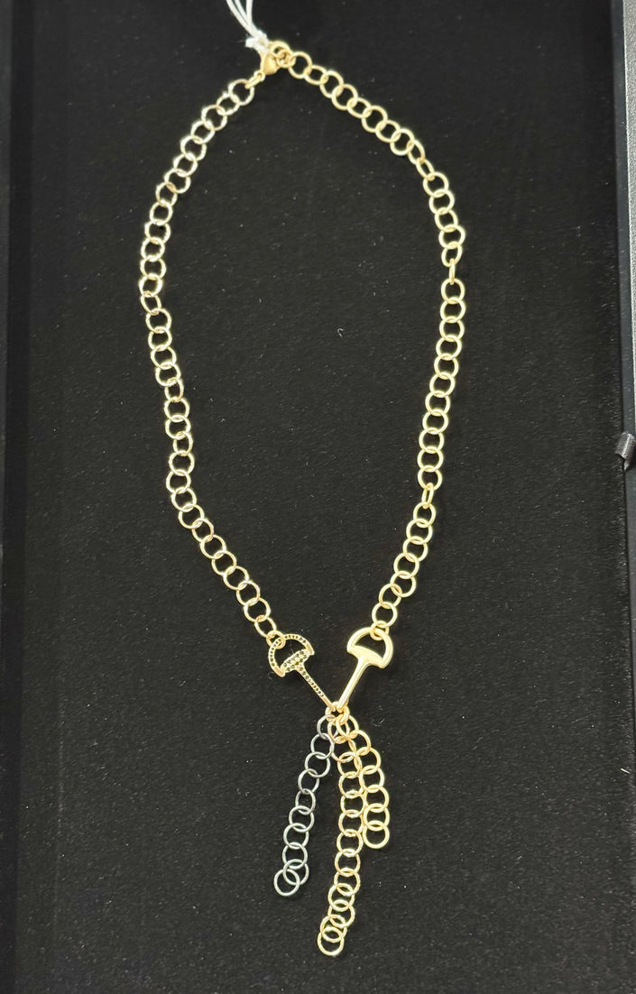Multi Metal Chain Necklace with Gold Stirrups nw 24 42