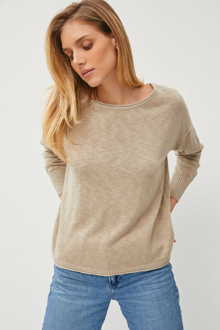 Gracie Boat Neck Inside Out Sweater front