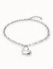 Sterling silver-plated short necklace with medium sized link chain and medium sized heart