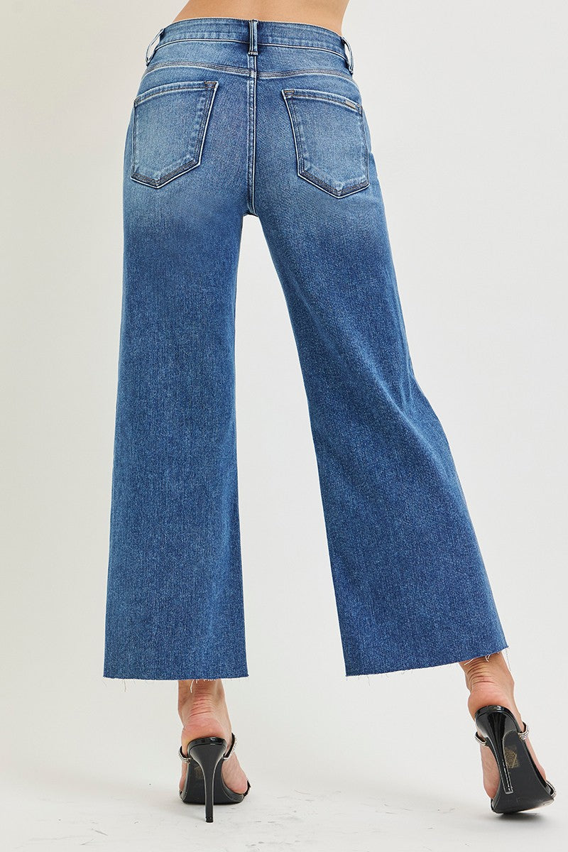 High Rise Crop Wide Creased Jean