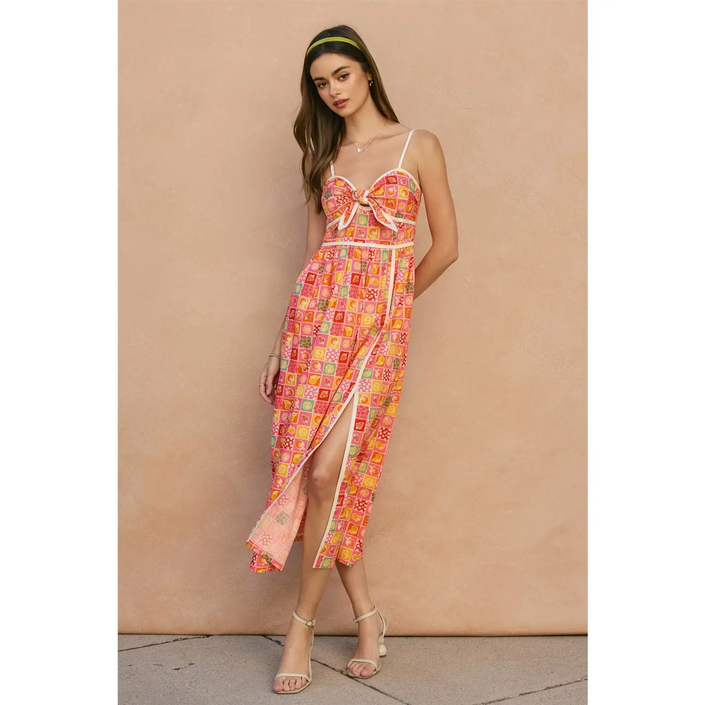 Sugar Crush Sleeveless Contrast Binding Maxi Dress front