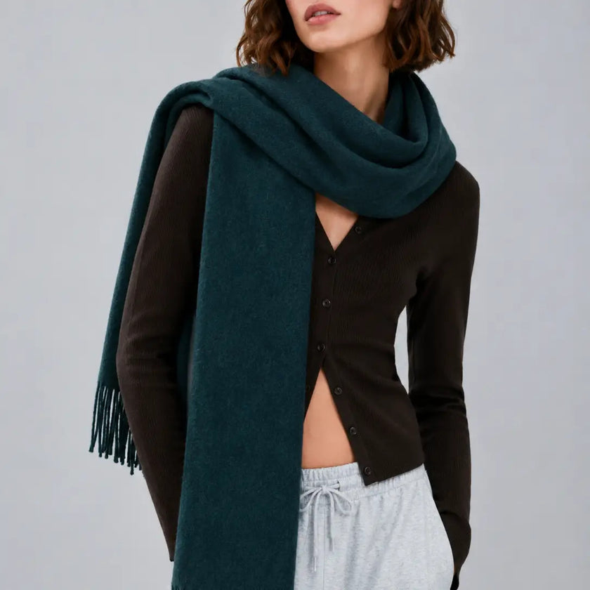 Wool Blend Solid Fuzzy Scarf