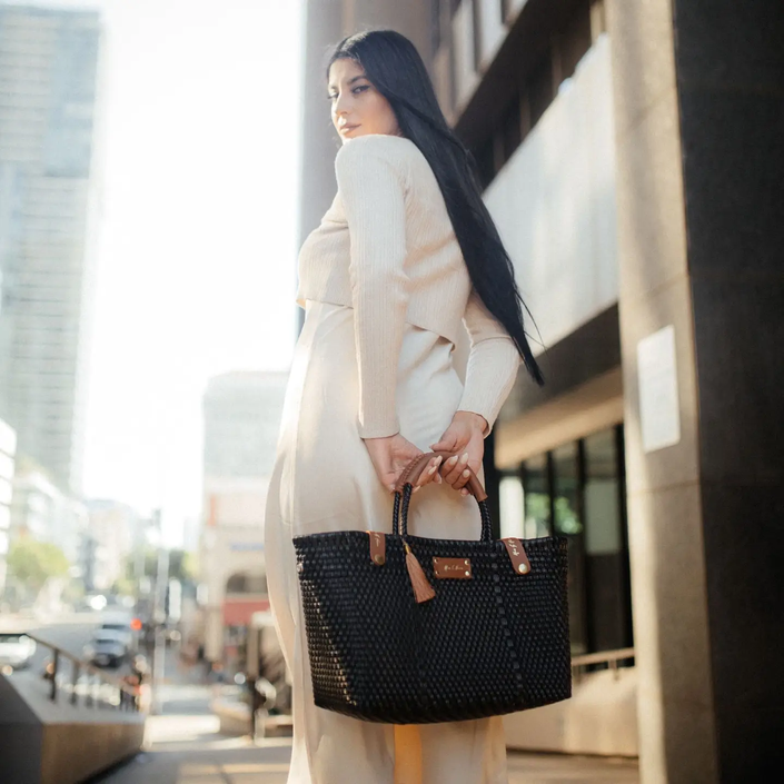 Less Pollution Convertible Handbag black pearl syled