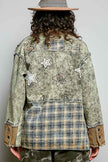 Plaid Star Patch Vintage Washing Twill Jacket