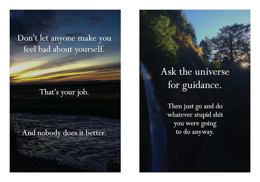 Disappointing Affirmations by Dave Tarnowski inside pages 'ask the universe for guidance'