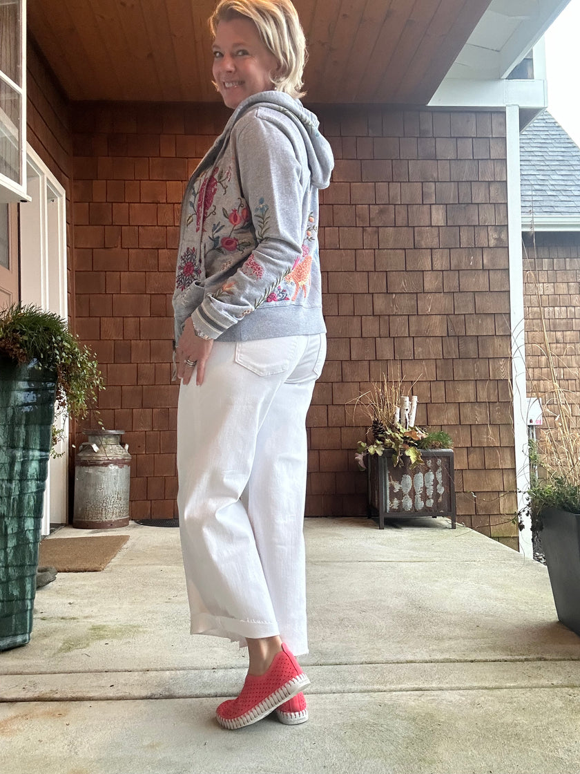 June High Rise Crop Wide Leg Jean optic white side