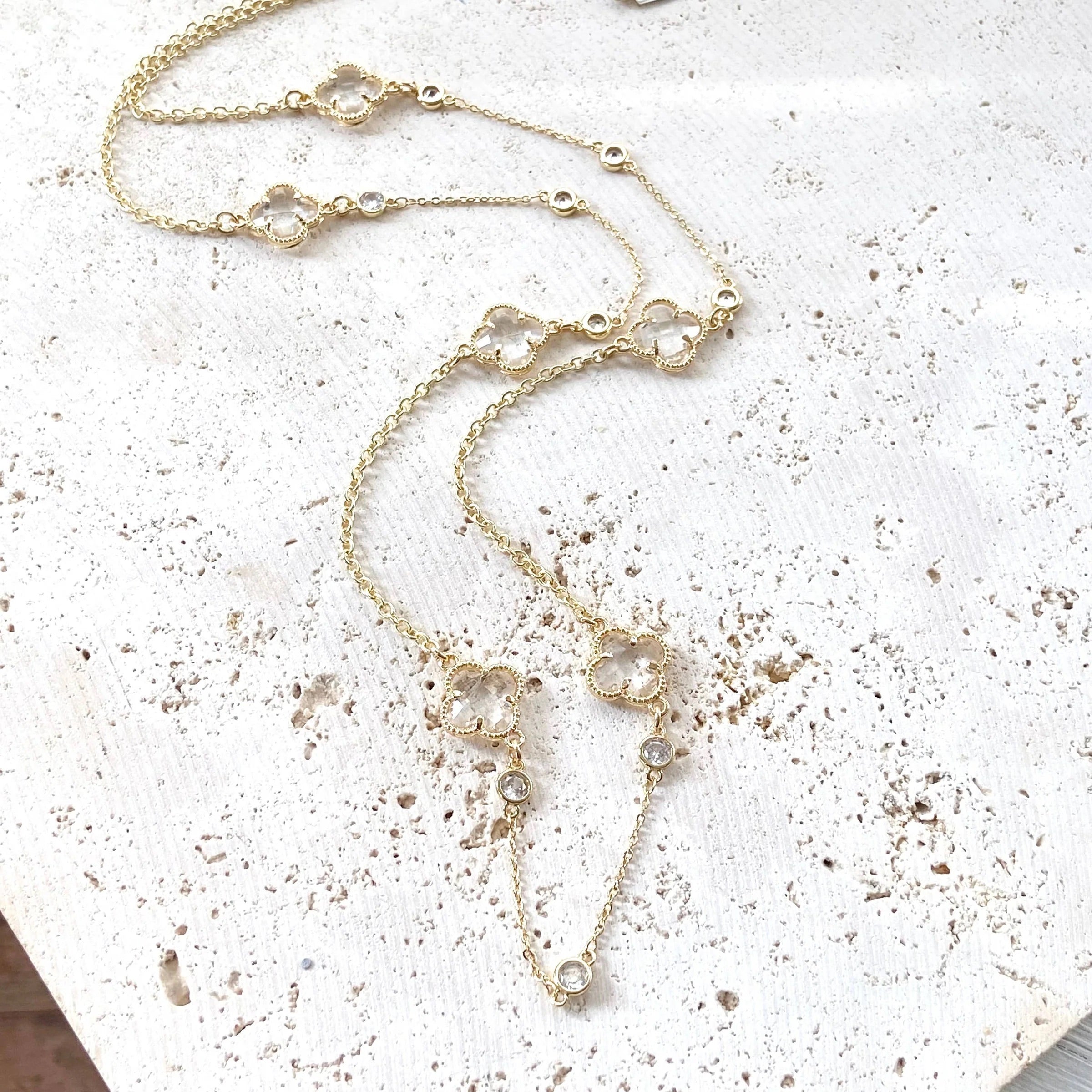 Quatrefoil Clover Long Layering Necklace