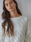 Knit Sweater Cable Knit Round Neck Pullover