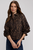 Vivienne Ls Zebra Shirt, almond/black-front